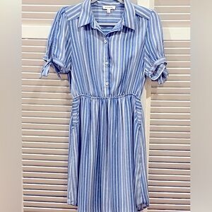 Perfect dress, blue and white striped,  runs small